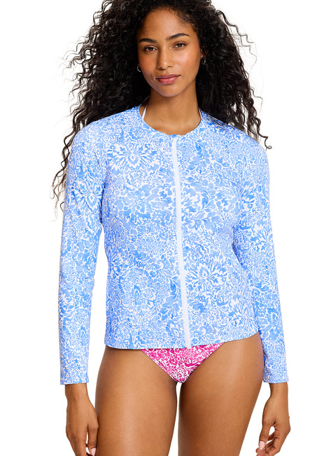 Tommy Bahama Women's Paisley Daze Full Zip Long Sleeve UPF 50 Rashguard