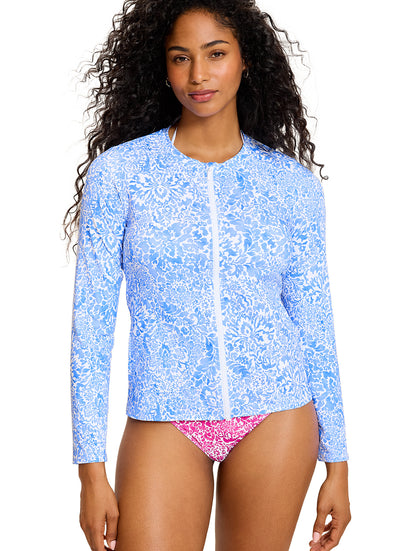 Tommy Bahama Women's Paisley Daze Full Zip Long Sleeve UPF 50 Rashguard