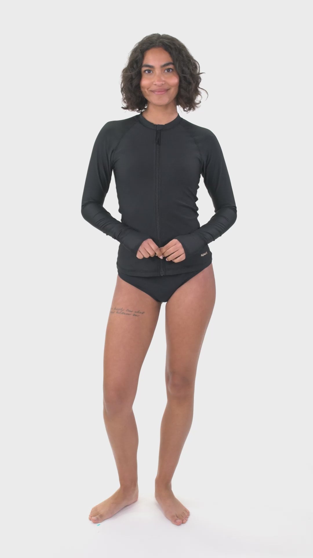 Sporti Women's Long Sleeve Zip Front UPF 50+ Rash Guard at
