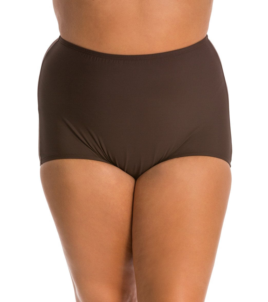 Topanga Plus Size Solid Conservative Brief Bikini Bottom