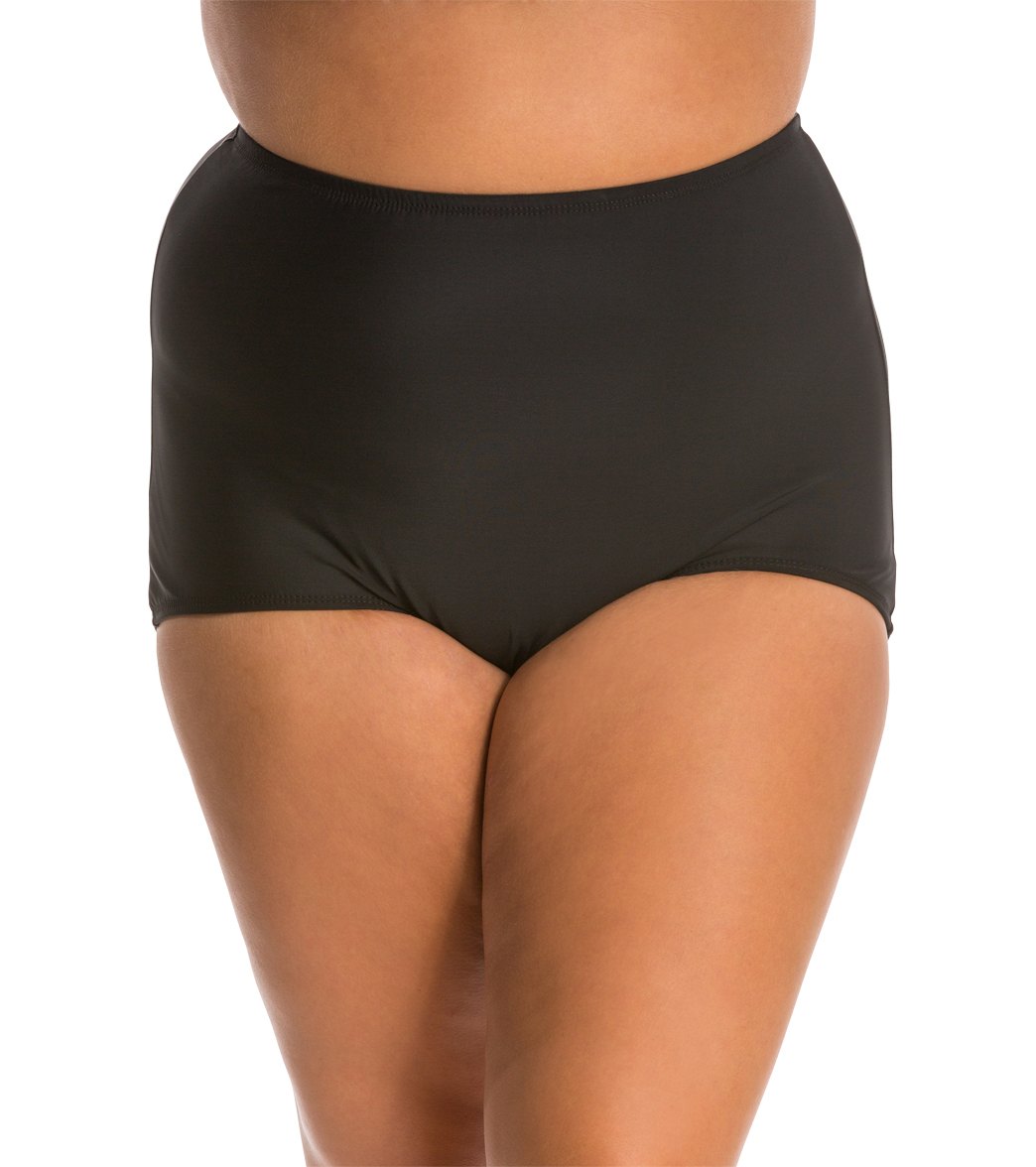 Topanga Plus Size Solid Conservative Brief Bikini Bottom