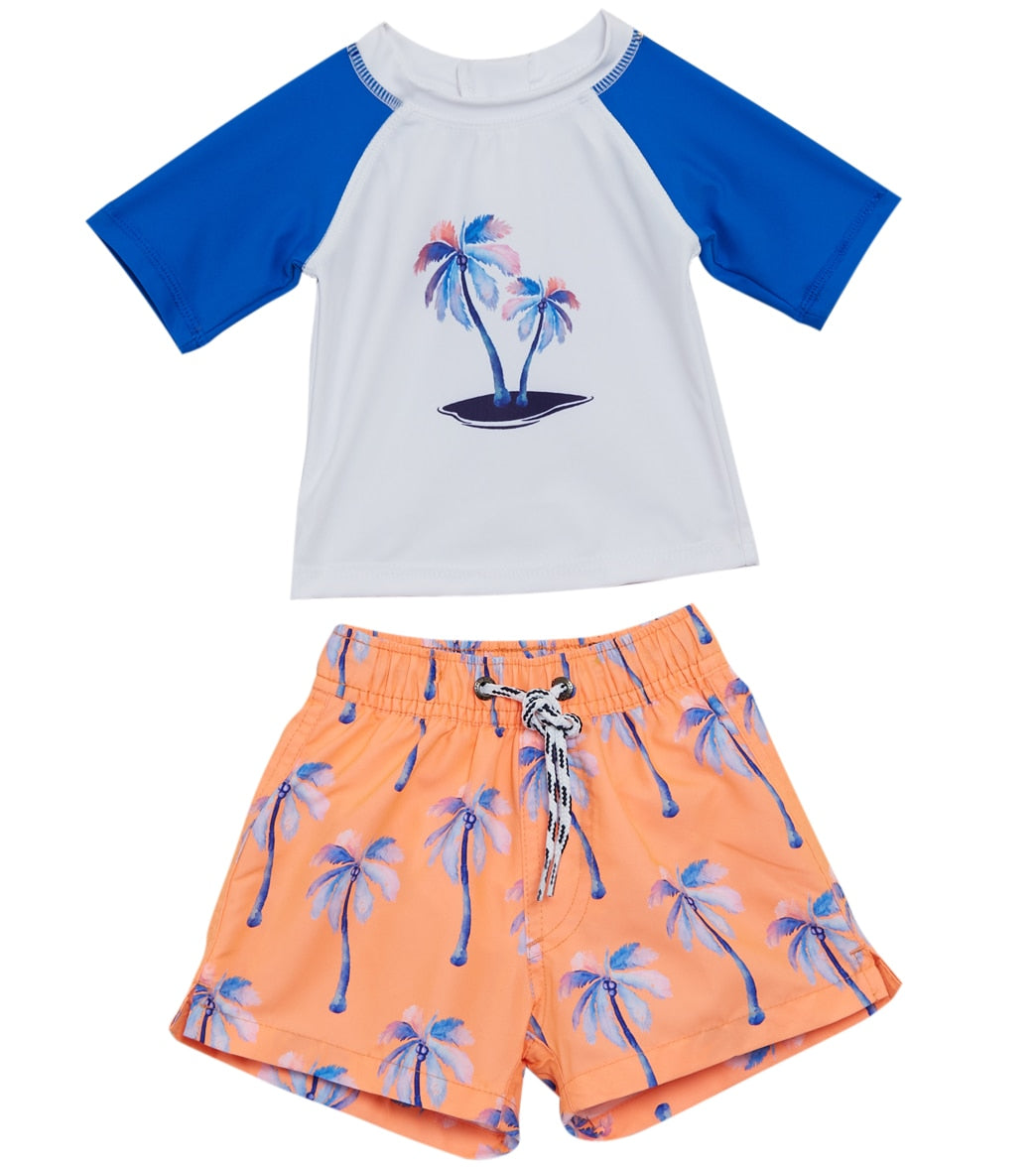 Snapper Rock Boys' Sunset Moorings Palm Two Piece Rashguard Set (Baby ...