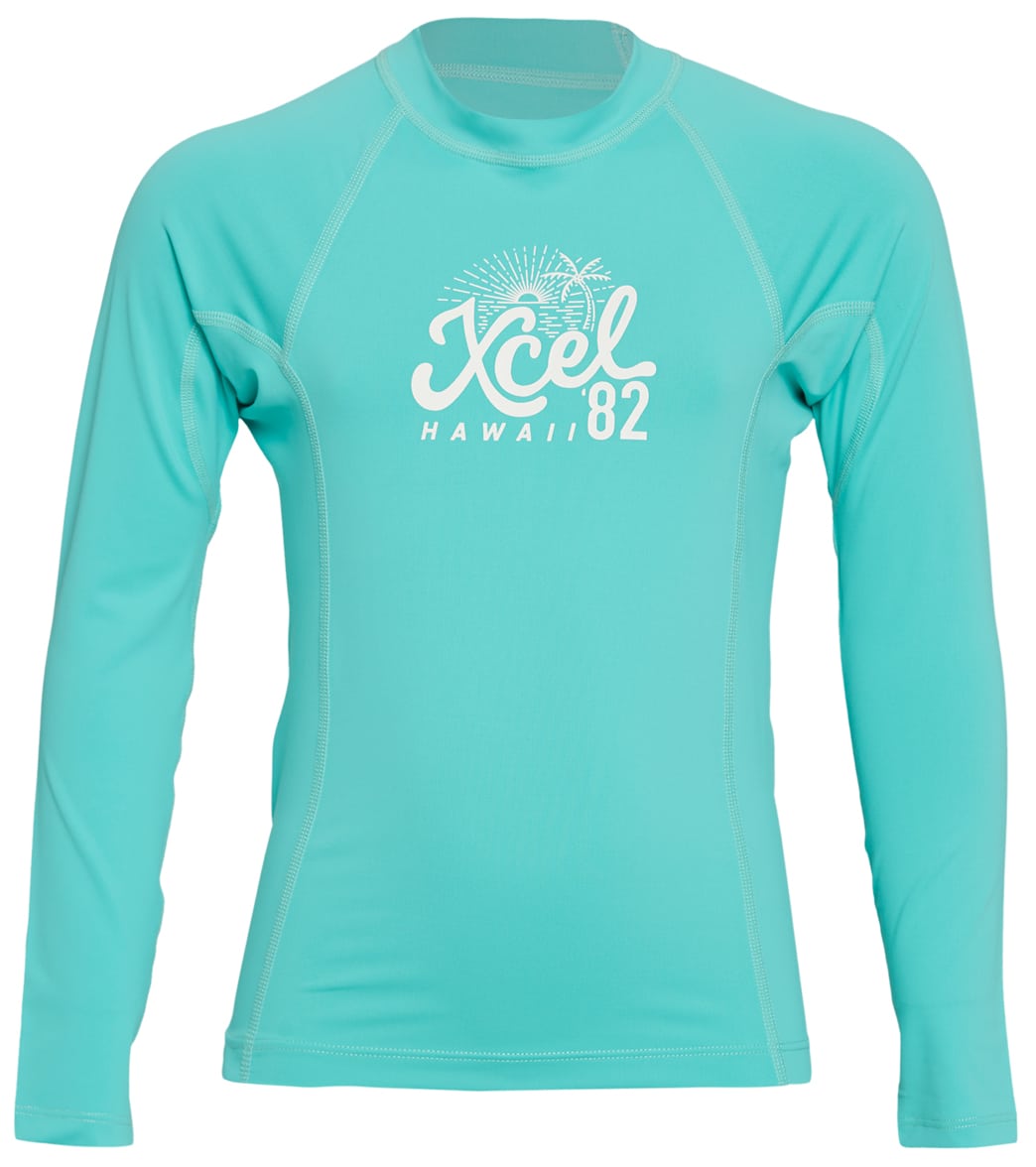 Xcel Girls' Stretch Long Sleeve Performance Fit Rash Guard at
