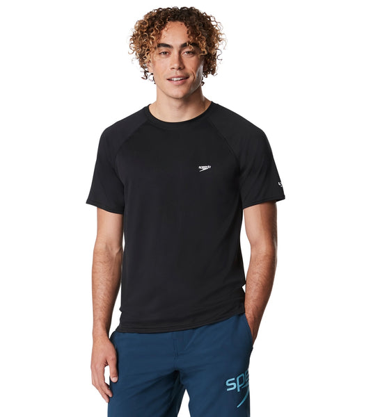 Speedo Men's Solid Long Sleeve UV Rashguard Swim Shirt Regular Fit -  Turkish Sea, X-Large Blue Atoll