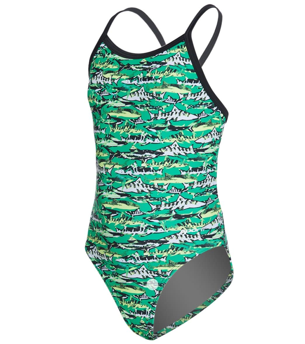 Sporti Shark Thin Strap One Piece Swimsuit Youth (22-28)