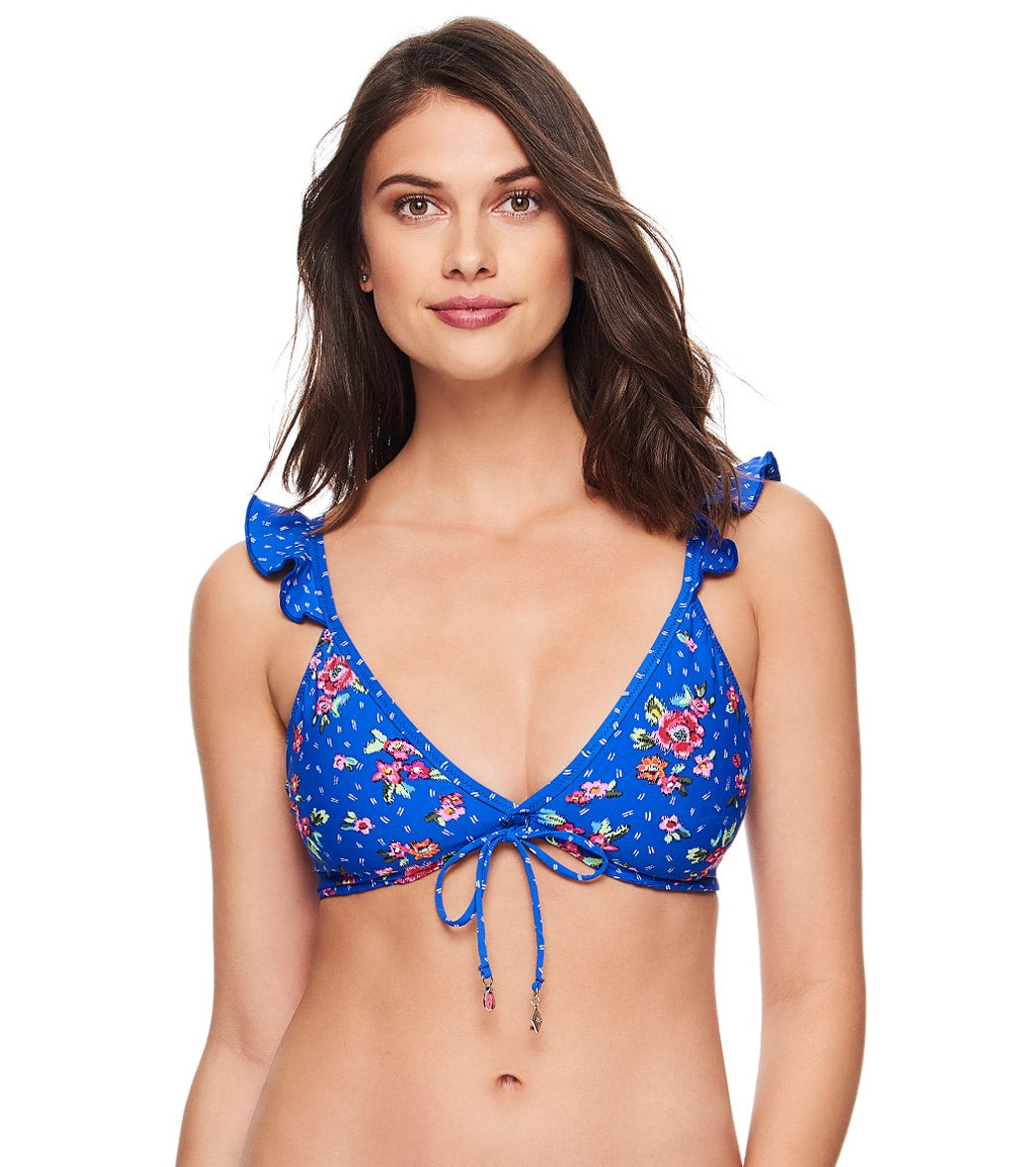 Vera Bradley Reversible Blue Water Bouquet and Ditto Jade Bikini Top