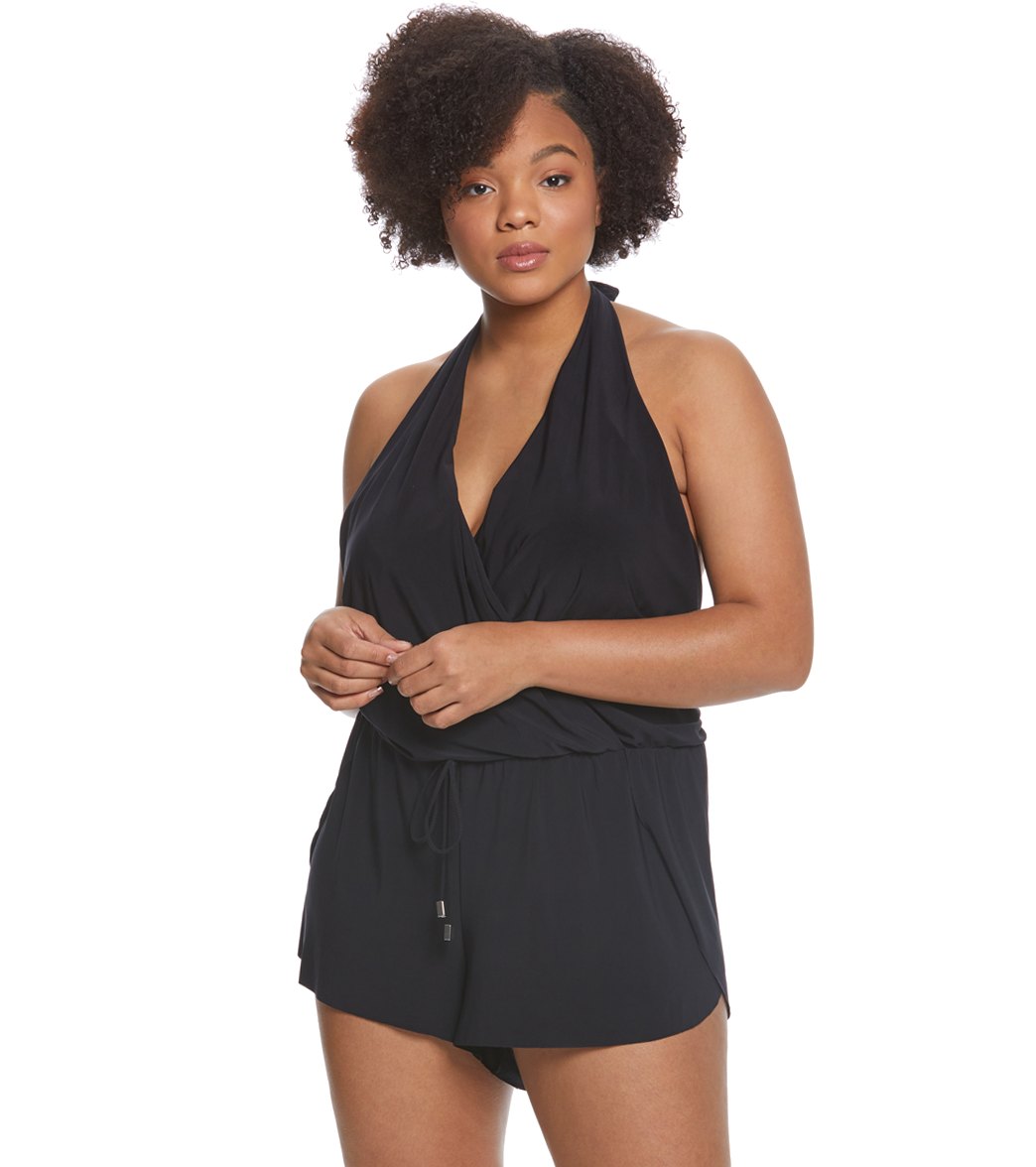 Solid Bianca One-Piece Romper Swimsuit 