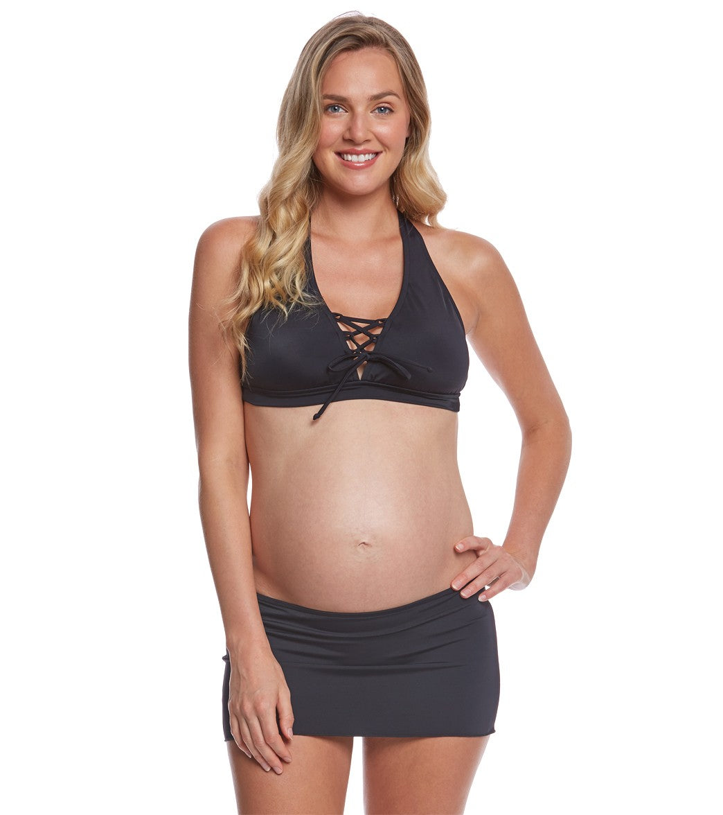 Prego Swimwear Maternity Solid Skirted Bikini Set at