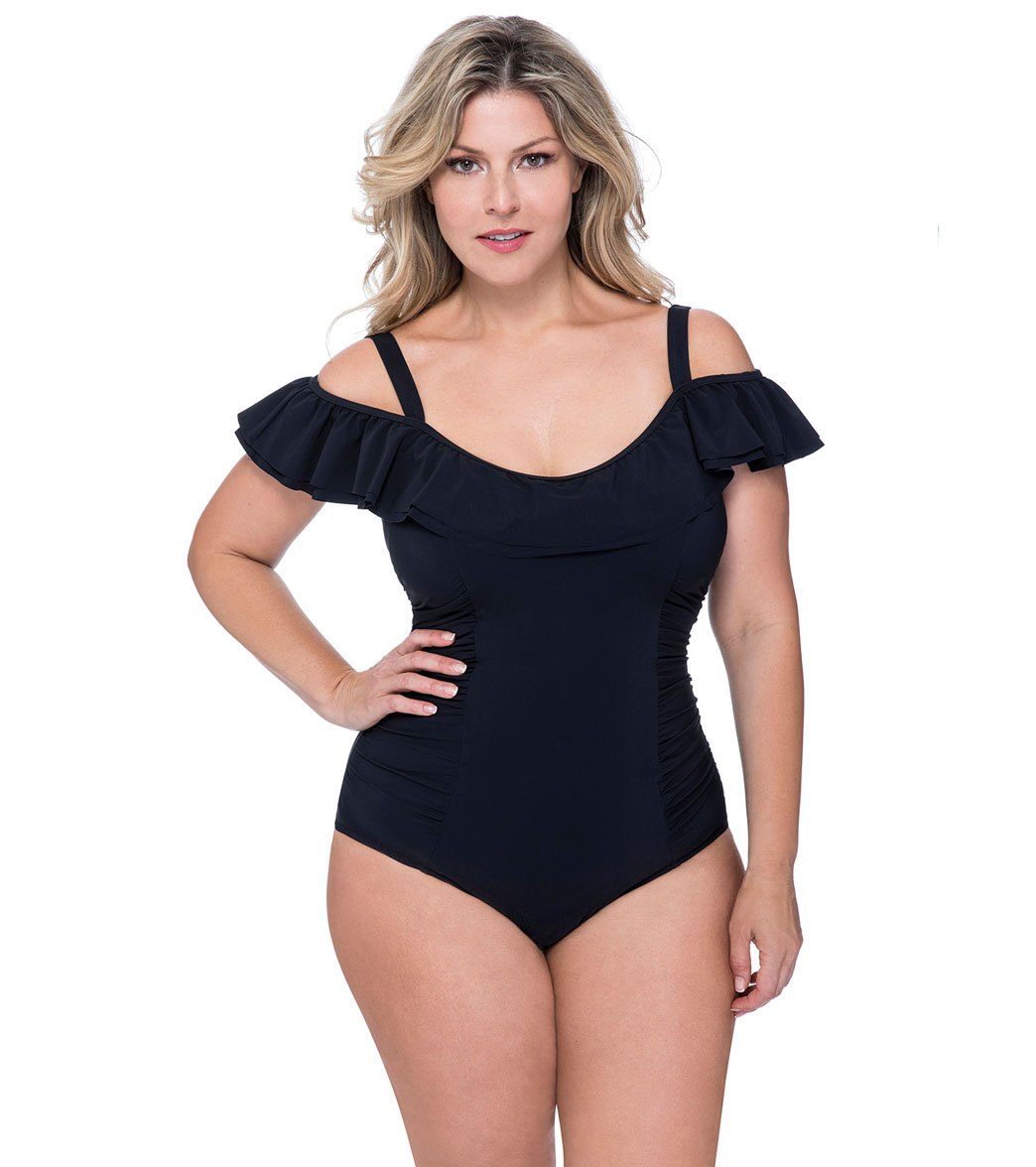 Profile by Gottex Plus Size Tutti Off The Shoulder One Swimsuit at SwimOutlet.com