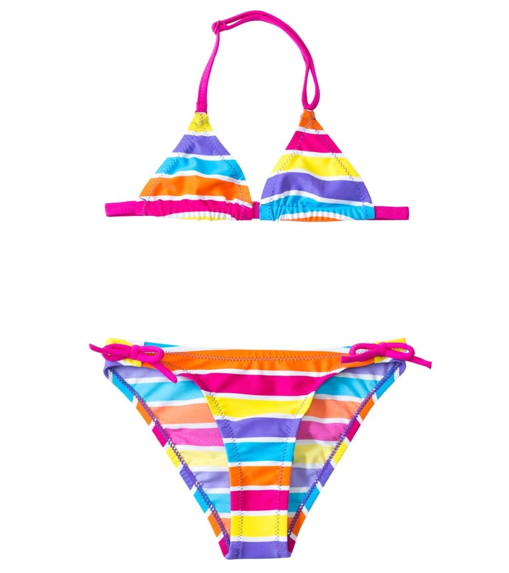 Arena Girls' 67 Years Stripes Triangle Bikini Swimsuit Set at