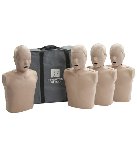 Prestan Professional Child CPR-AED Training Manikins w/CPR Monitor 4 Pack & Kit