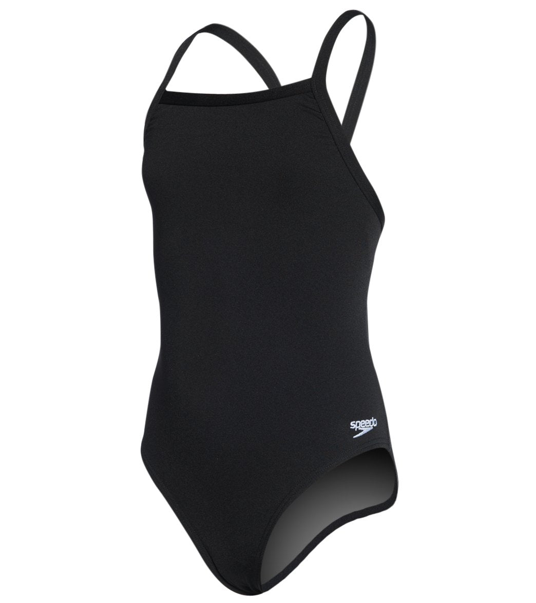 Speedo Girls Solid Endurance + Flyback Training One Piece Swimsuit at SwimOutlet