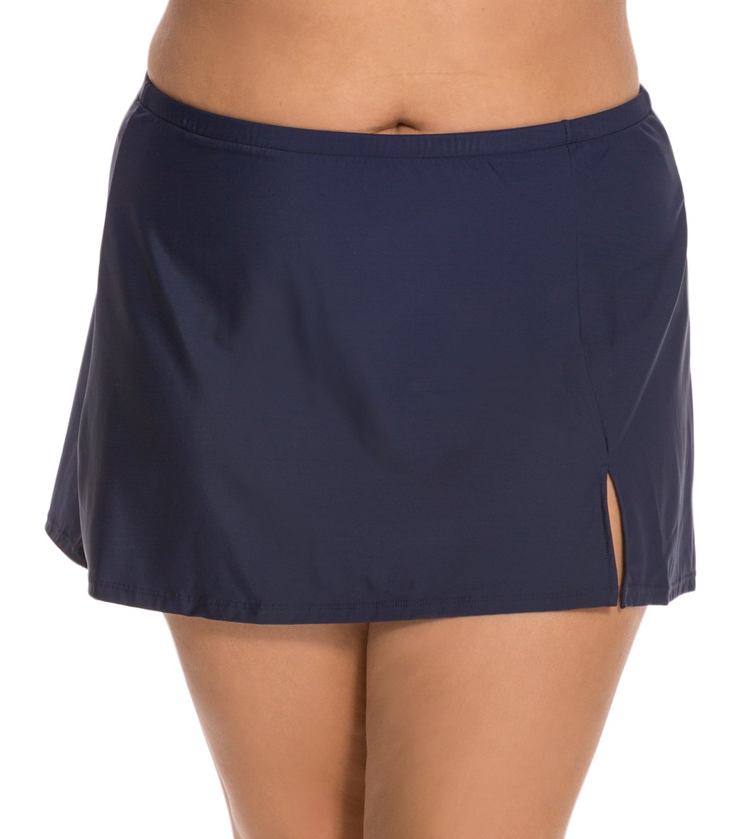 Shape Solver By Penbrooke Penbrooke Plus Size Solid Side Slit Swim Skirt