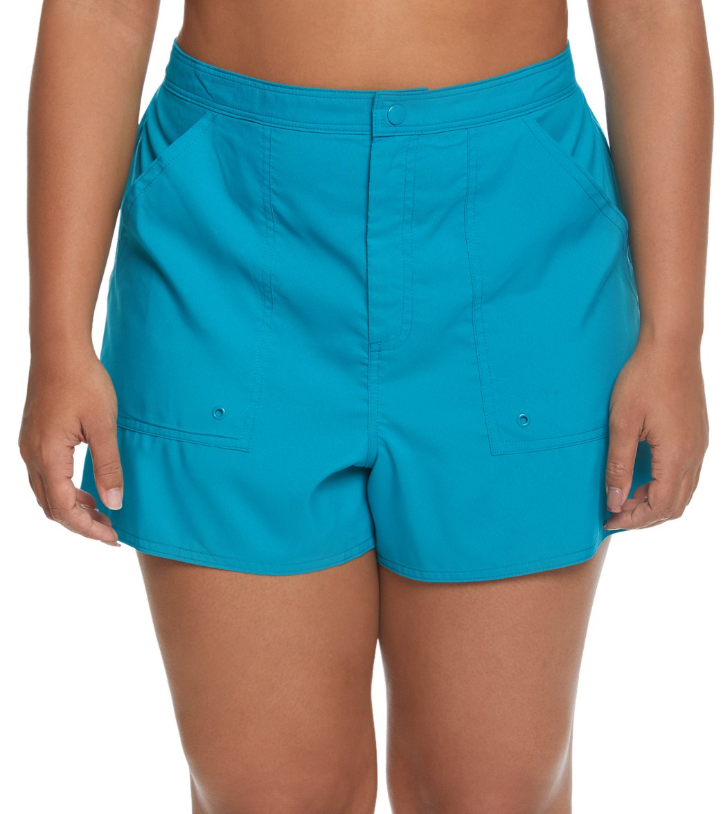 Maxine Plus Size Solids Woven Board Shorts
