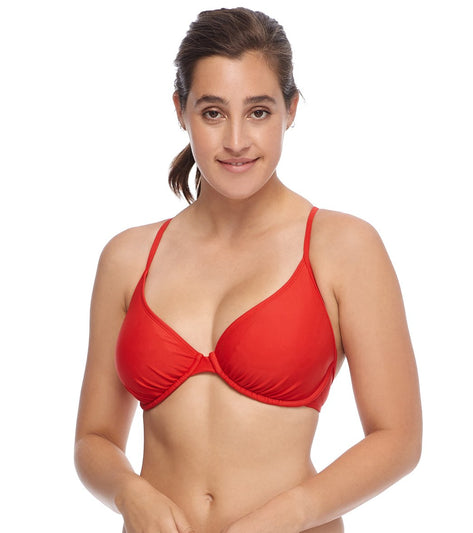 Body Glove Solo Bikini Top Con Ferretto, Taglie D-F, Regolabile, Tessuto Riciclato, Stampa Puako Hawaiin Floreale