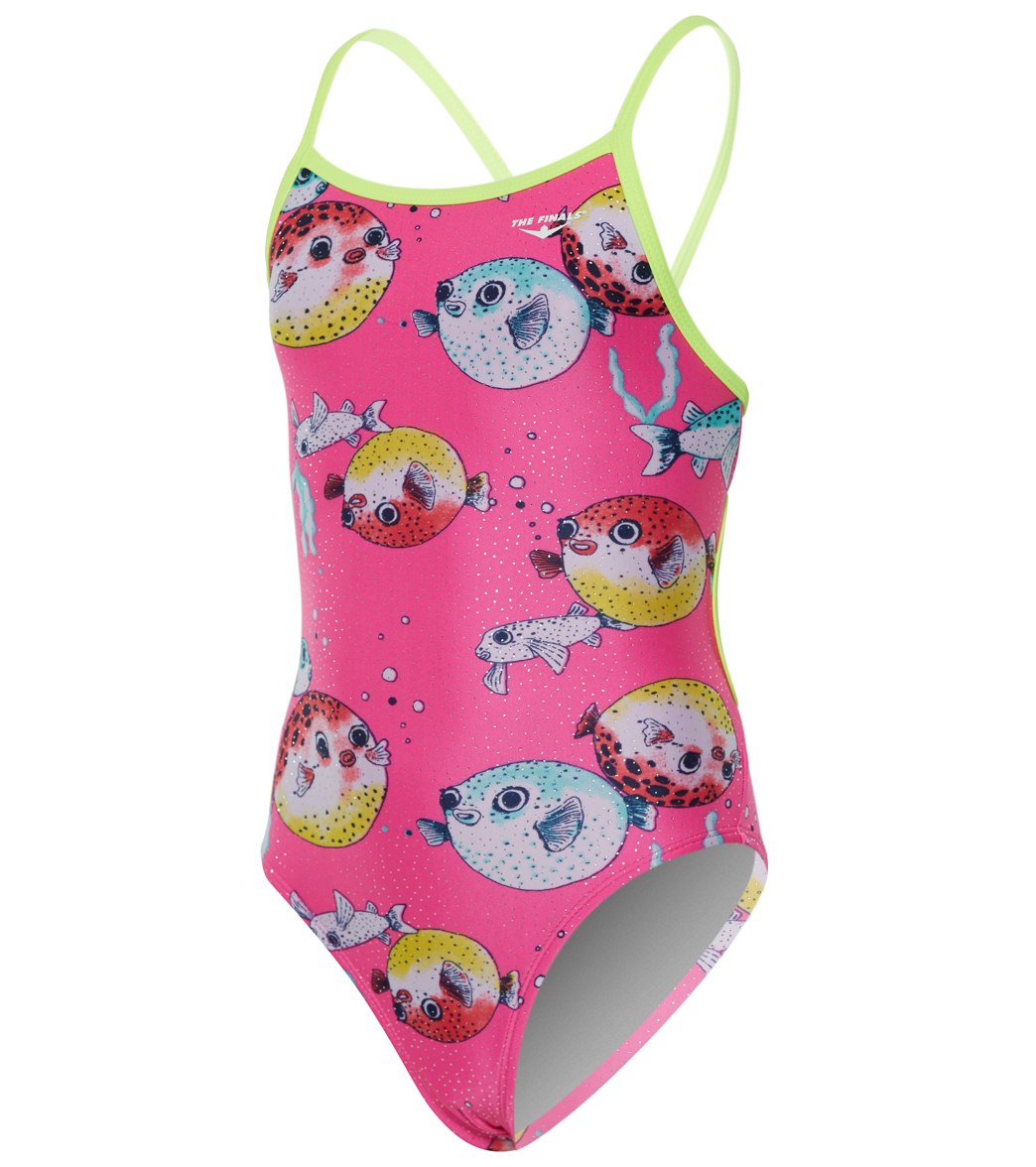 The Finals Girls' Reel It In Foil Flutter Back One Piece Swimsuit at