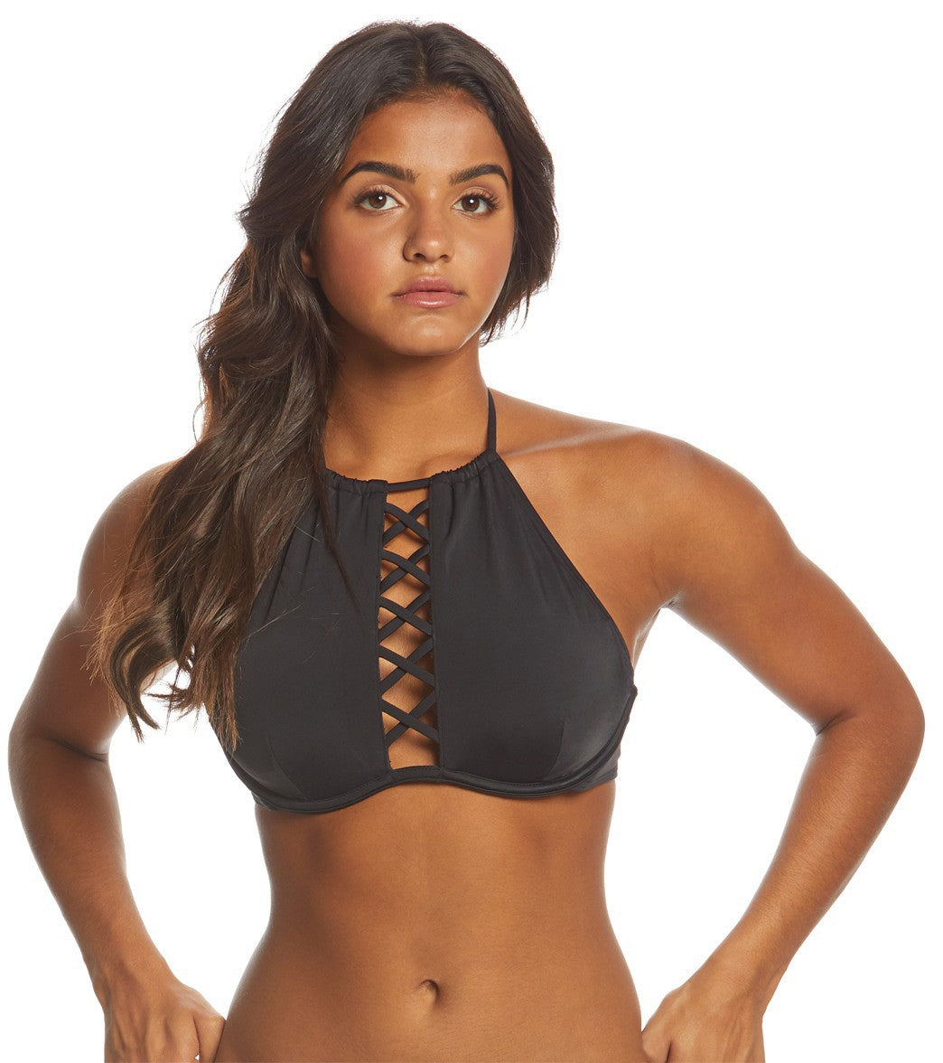 Roxy Love The Coco underwire bikini top in black & white tropical print