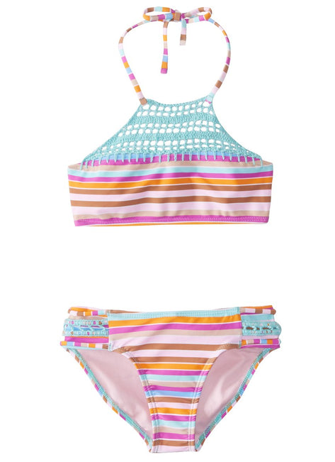 Raisins Girls' Laguna Stripes Blooming Lotus Two Piece Bikini Set (Big Kid)