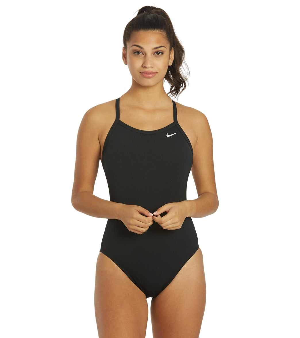 Nike Women's Solid Poly Racer Back One Swimsuit at SwimOutlet.com