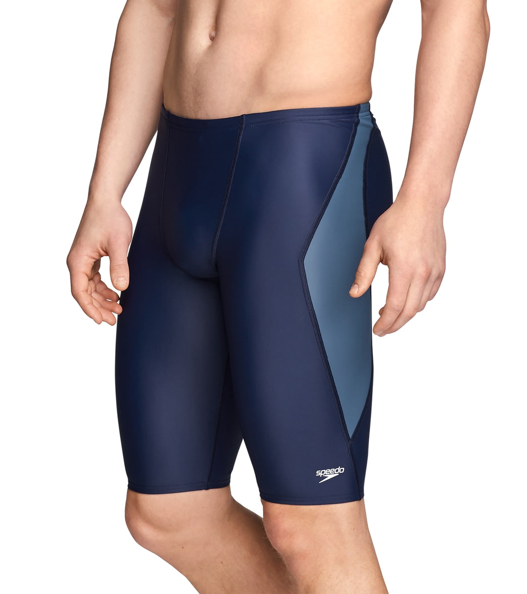 Speedo Men's Powerflex Eco Tone Setter Jammer Swimsuit Navy/Grey at