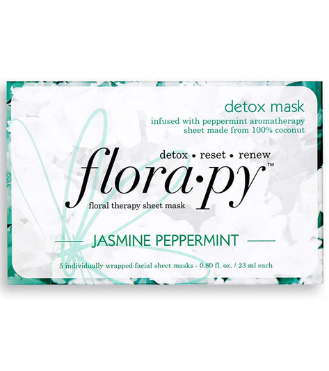 Florapy Detox Aromatherapy Sheet Mask 5 Count, Jasmine Peppermint