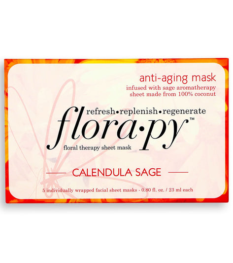 Florapy Anti-aging Aromatherapy Sheet Mask 5 Count, Calendula Sage