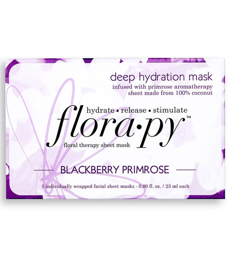 Florapy Deep Hydration Aromatherapy Sheet Mask 5 Count, Blackberry Primrose