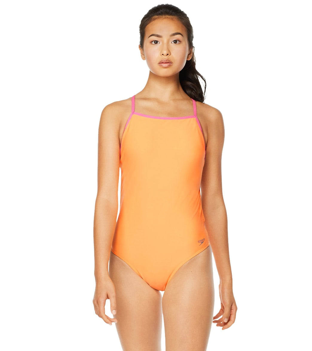 Speedo Vibe Womens The One Back Solid One Piece Swimsuit