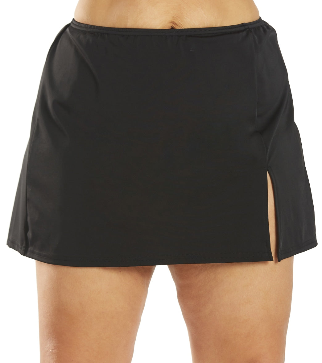 Fit4U Womens Plus Size Solid Swim Skirt With Slit