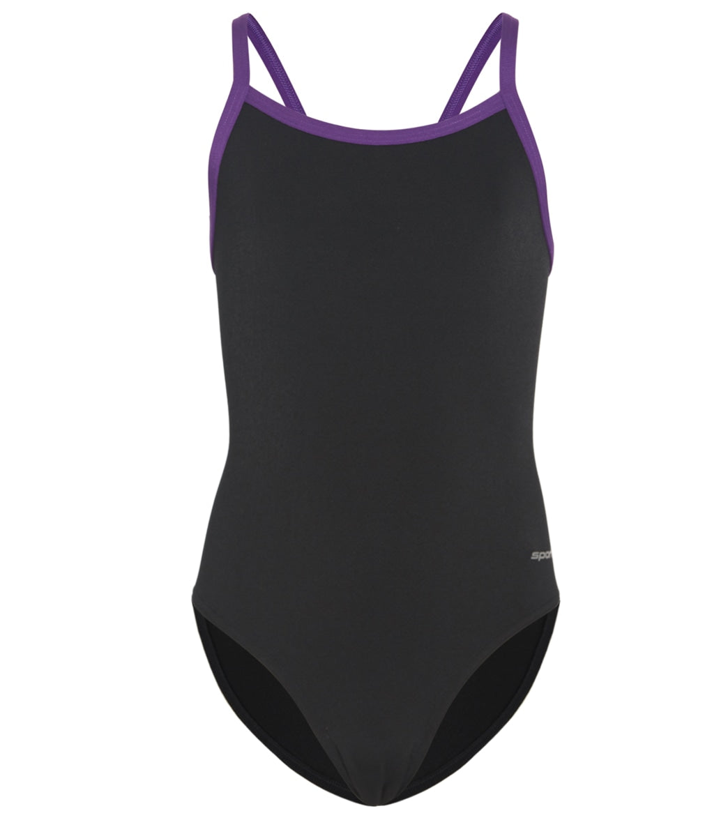 Sporti HydroLast Piped Thin Strap One Piece Swimsuit Youth (22-28)