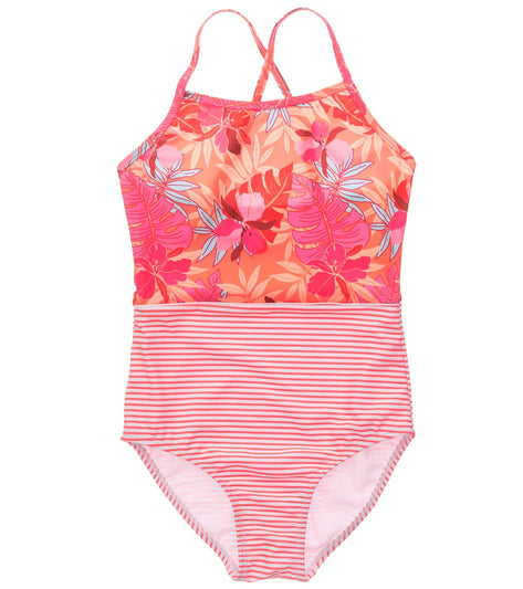 Snapper Rock Girls' Tropical Punch Classic Crossback One Piece Swimsuit ...