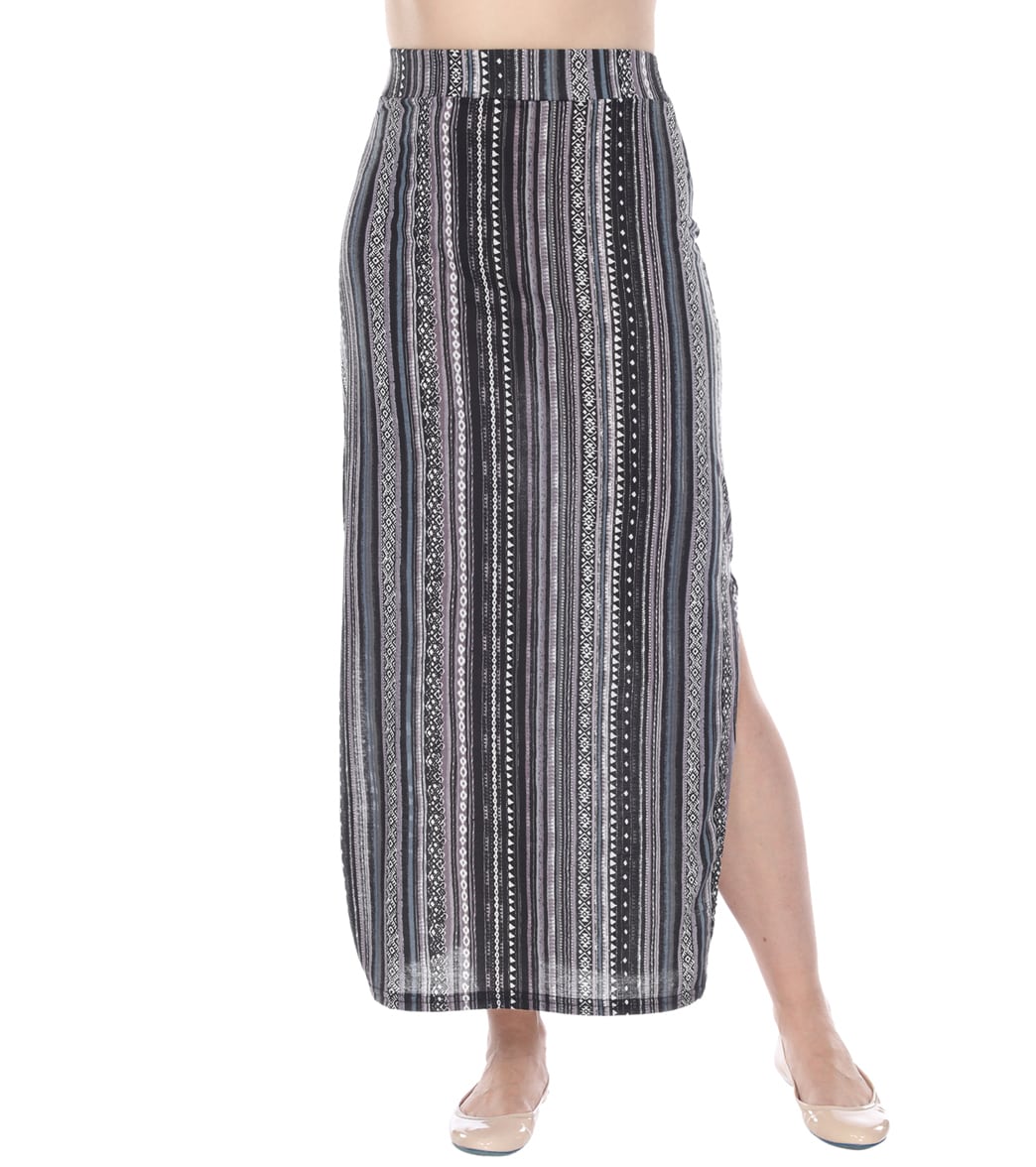 Yak u0026 Yeti Long Skirt Stretchy Striped Tribal Print