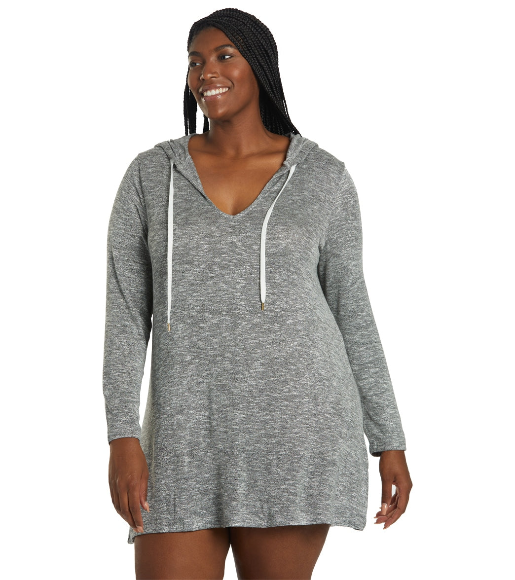 La Blanca Women's Plus Size Beach Cozy Sweater Hoodie at SwimOutlet.com