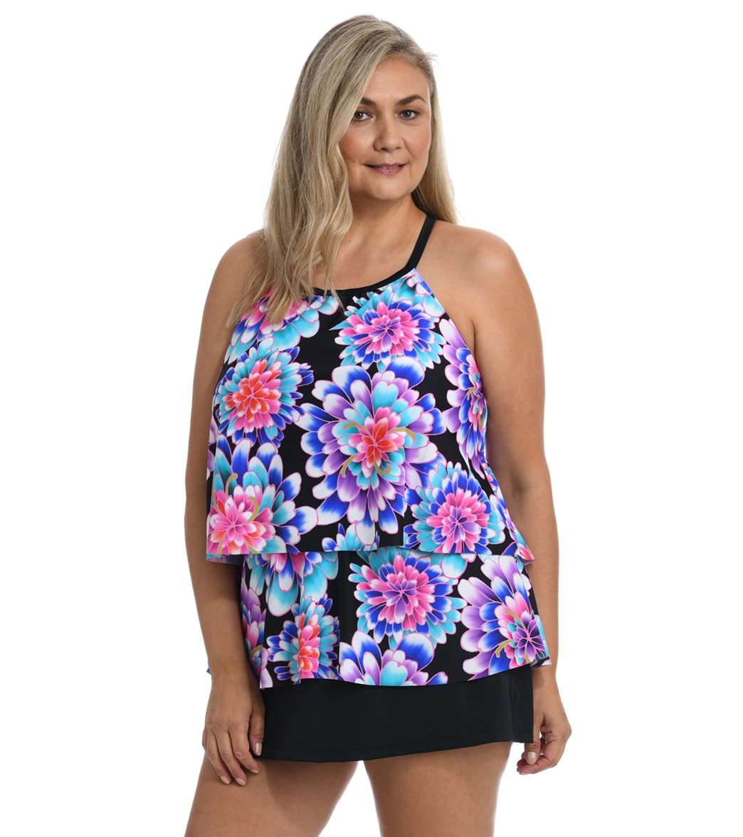 Maxine Womens Plus Size Mums The Word High Neck Tankini Top