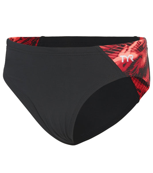 TYR Boy's Phoenix Splice Racer Briefs - Black/ Green TYR - View #5
