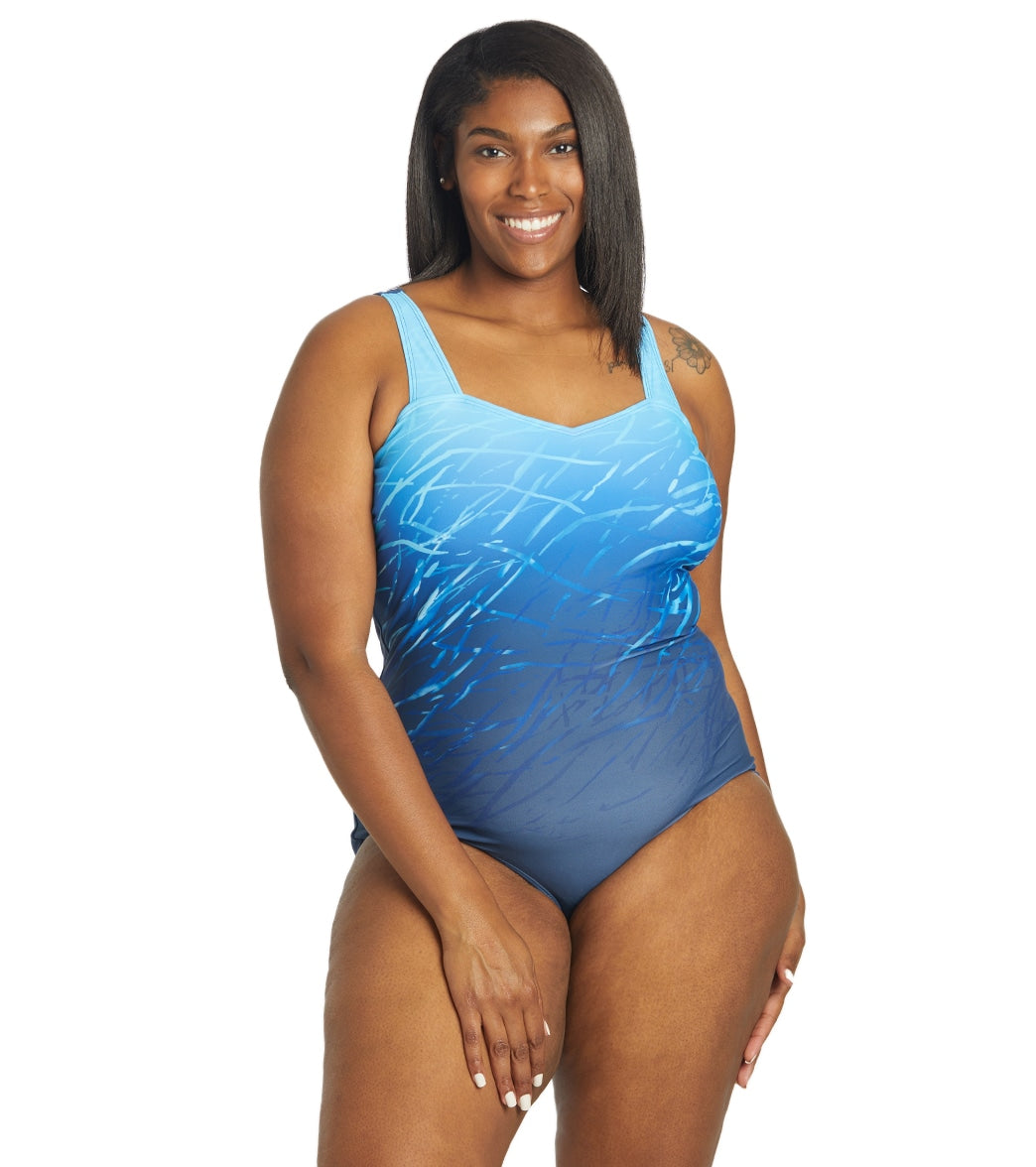 Sporti Plus Size Printed Sweetheart One Piece Swimsuit at SwimOutlet.com