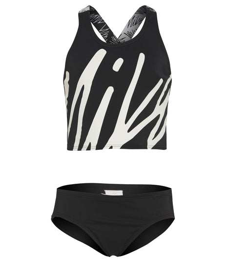 Nike Girls' Script Logo Crossback Two Piece Mid Bikini Set (Big Kid) at ...