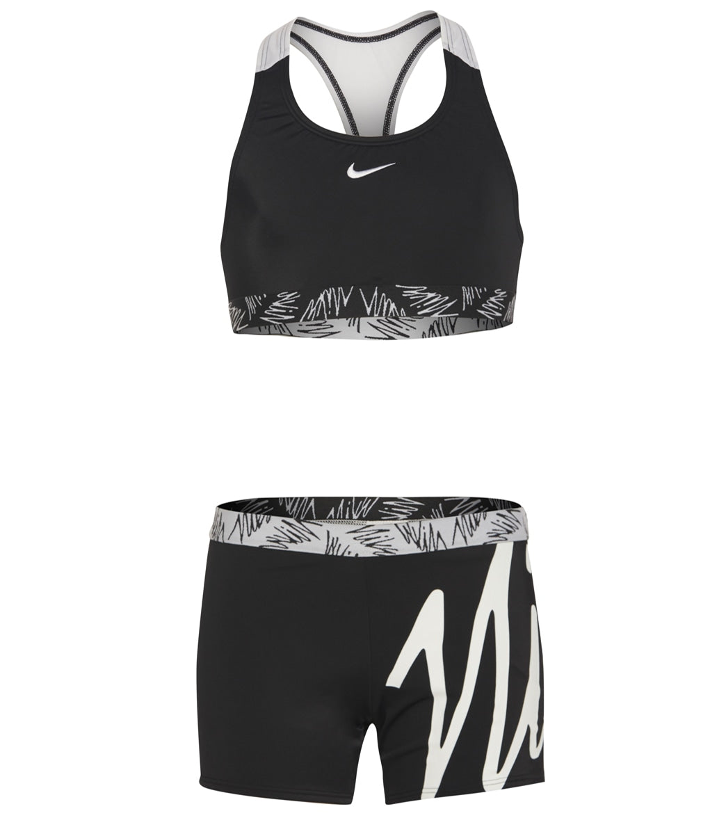 uitspraak Kind sessie Nike Girls' Script Logo Crossback Sport Two Piece Bikini Set (Big Kid) at  SwimOutlet.com