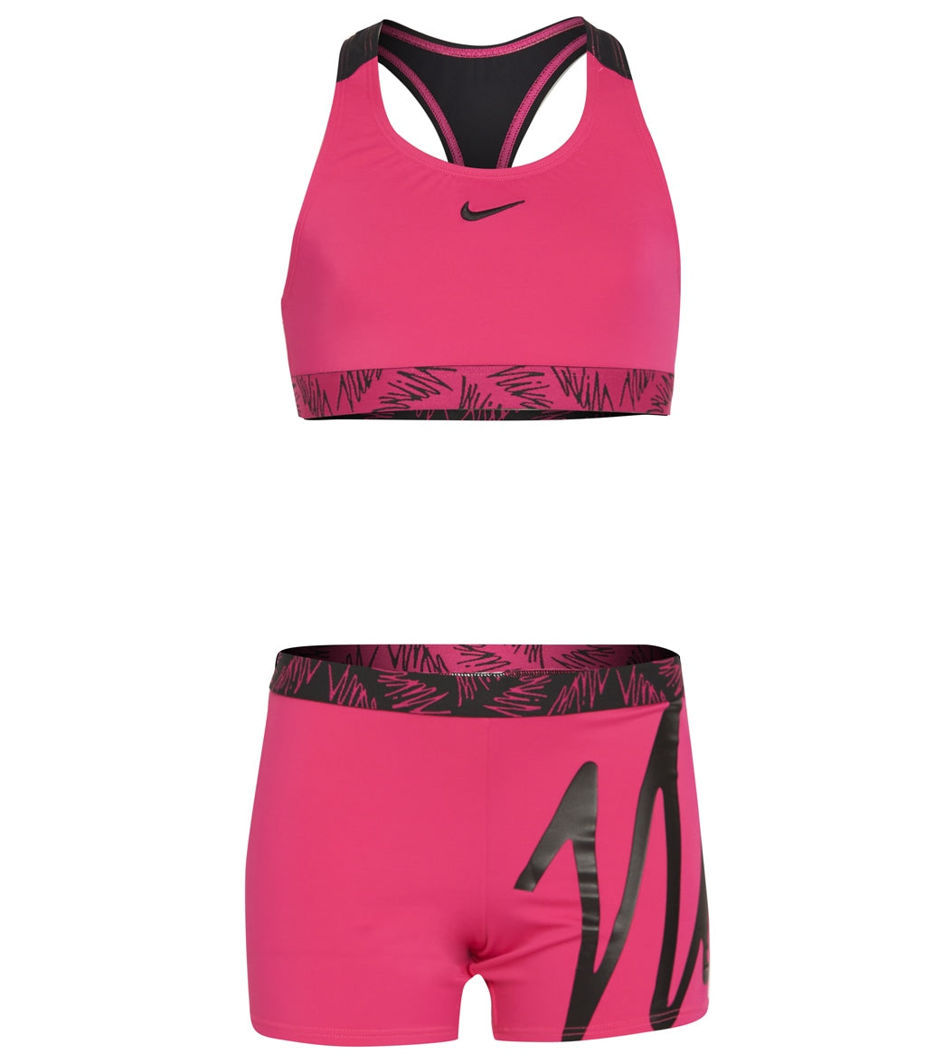 Nike Girls Script Logo Crossback Sport Two Piece Bikini Set (Big Kid)