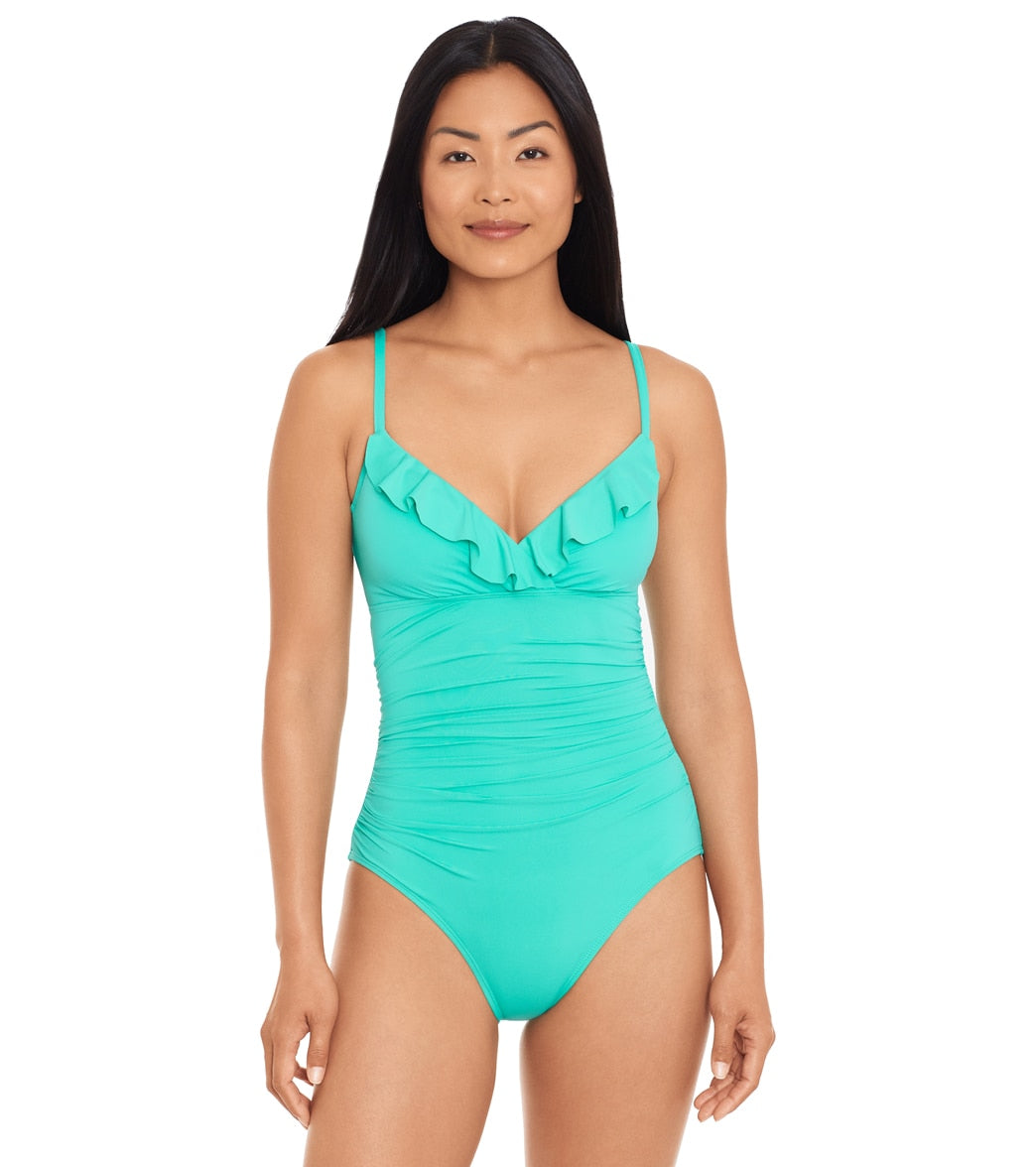 Lauren Ralph Lauren Womens Beach Club Lingerie Ruffle One Piece Swimsuit