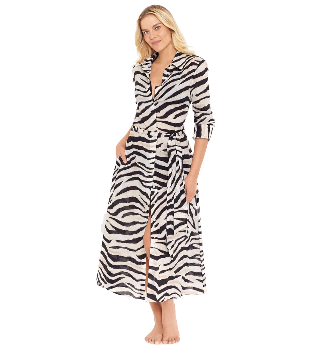 Lauren Ralph Lauren Womens Zebra Midi Shirt Dress