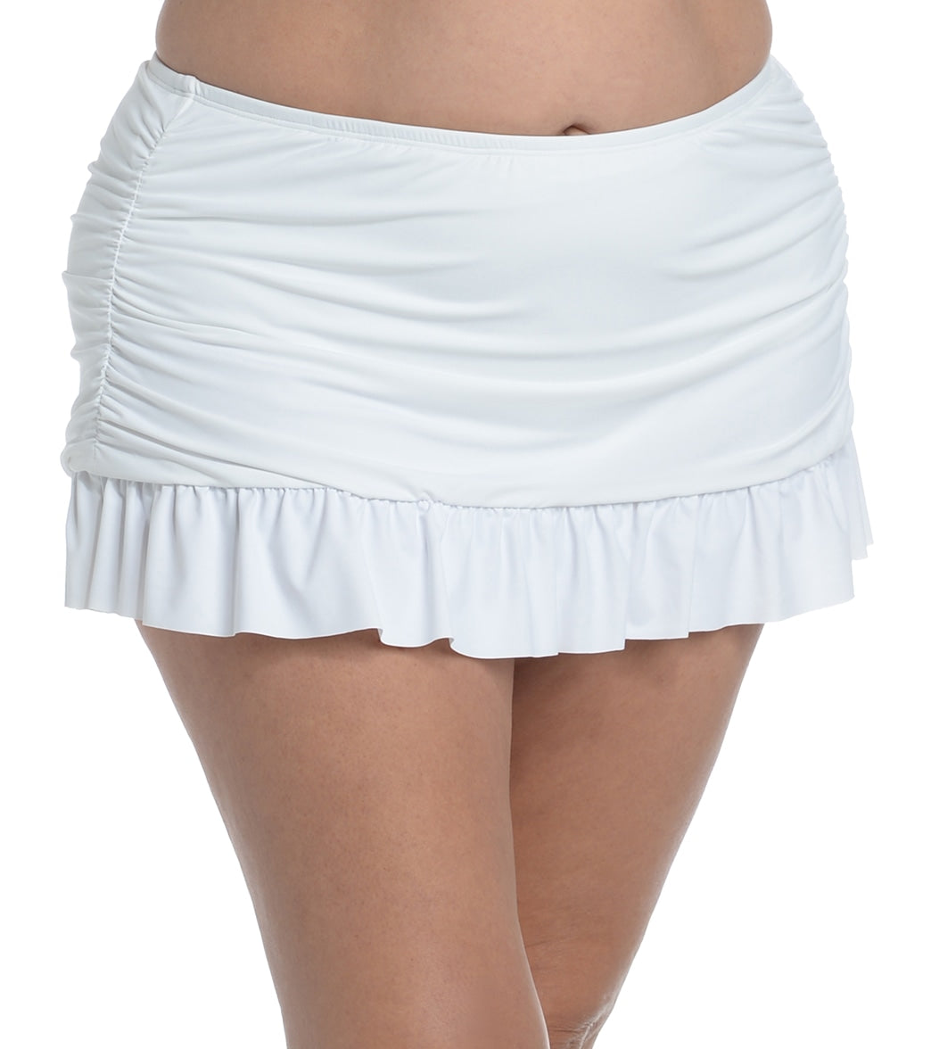 La Blanca Womens Plus Size Island Goddess Ruffle Swim Skirt