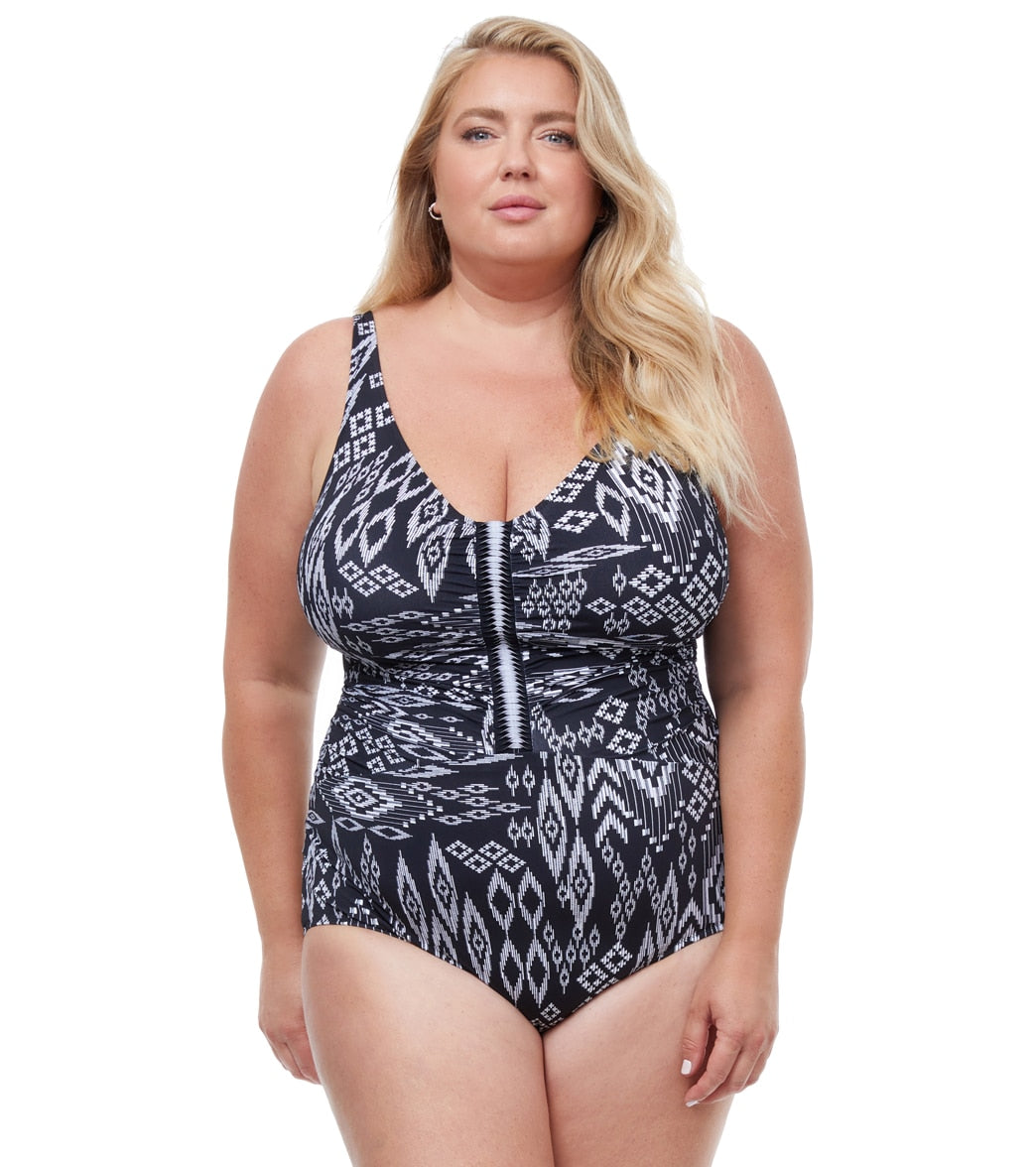 Profile by Gottex Womens Plus Size Pervian Nights V Neck One Piece Swimsuit