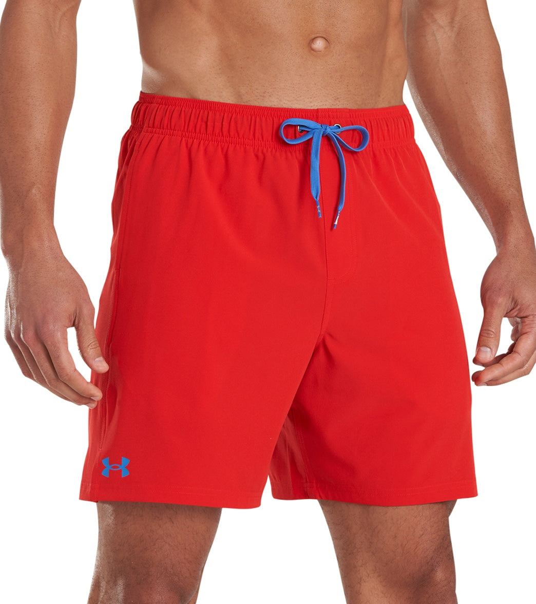 Under Armour Men's 18" Solid Compression Swim Trunks Red at