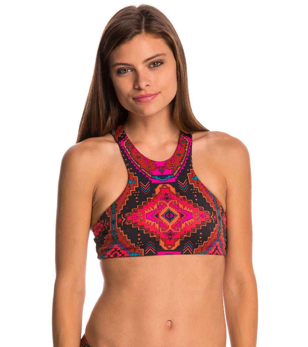 Billabong Swimwear Gettin Native High Neck Reversible Crop Bikini Top