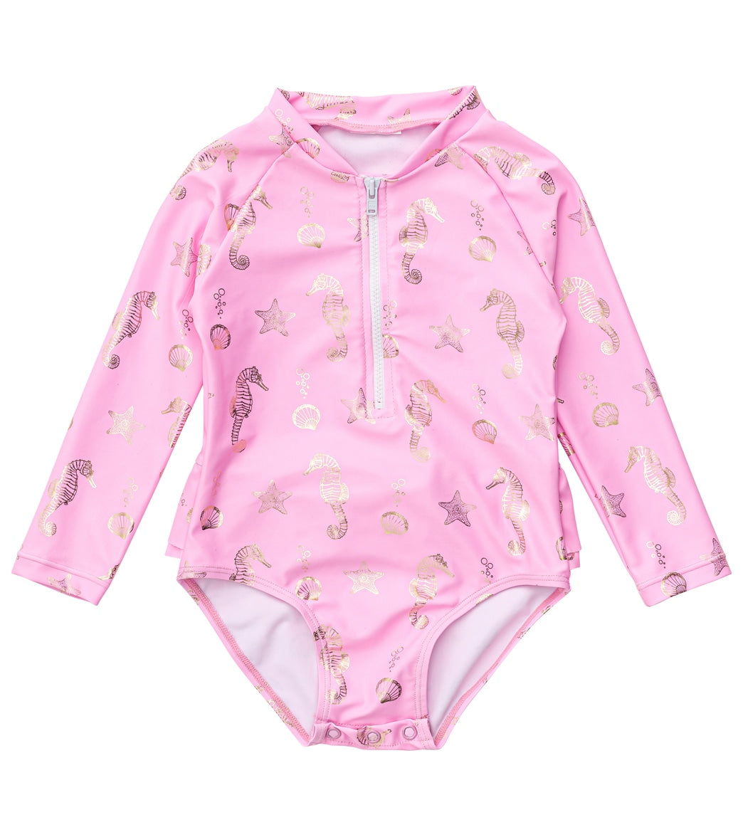 Snapper Rock Girls Seahorse Sparkle LS Surf Suit (Baby, Toddler, Little Kid)