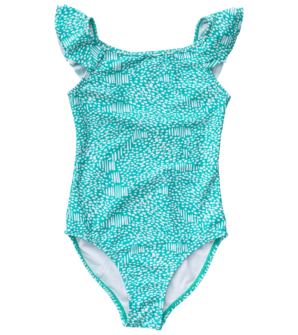 Snapper Rock Girls Spearmint Spot Flutter Swimsuit (Toddler, Little Kid, Big Kid)