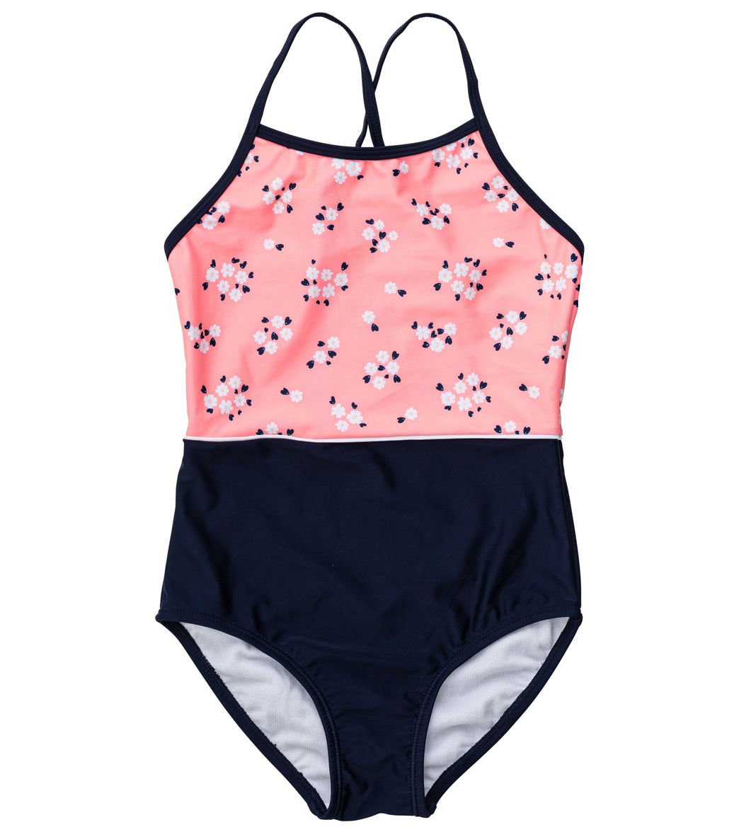 Snapper Rock Girls Ditsy Coral Classic Crossback Swimsuit (Toddler, Little Kid, Big Kid)