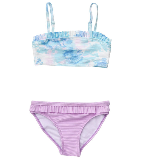 Snapper Rock Girls' Sky Dye Frilled Bandeau Bikini Set (Toddler, Little ...