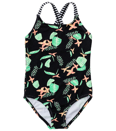 Snapper Rock Girls' Neon Rainforest Sustainable X Back Swimsuit (Little ...